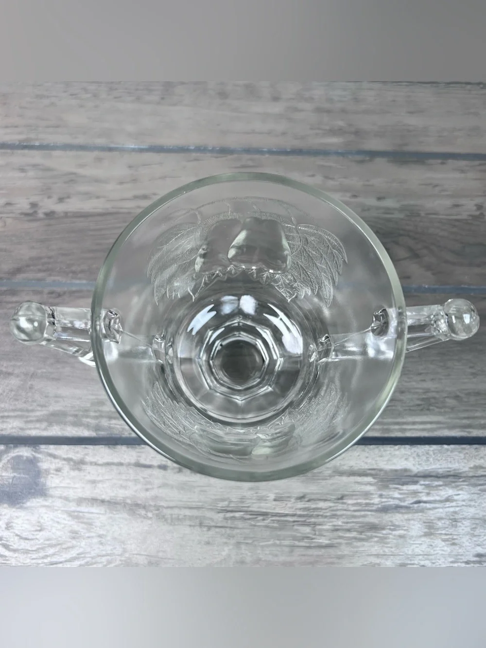 Jeannette Vintage Baltimore Pear Footed Sugar Bowl Lid Clear Pressed Glass